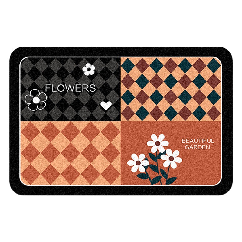Bathroom Floor Mat Modern Simple Flower Technology Leather Absorbent Carpet Home Non-Slip Dirt-Resistant Diatom Mud Floor Mat
