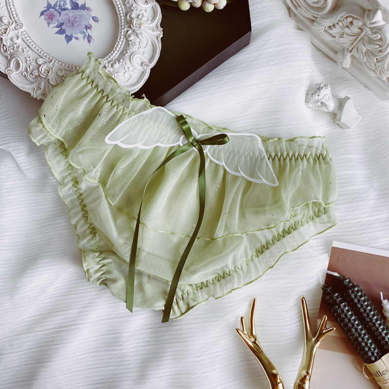 Picture of 2023 Panties Women's Summer Sweet Japanese Style Cute Mesh Breathable Chiffon Mid-Low Waist Girl's Ruffled Bow