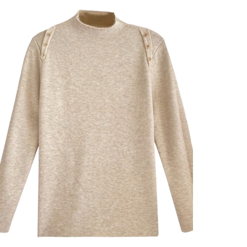 Picture of Women's Half Turtleneck Knitted Bottoming Shirt with Autumn and Winter Style All-In-One Velvet Sweater 2023 New High-Bottom Top