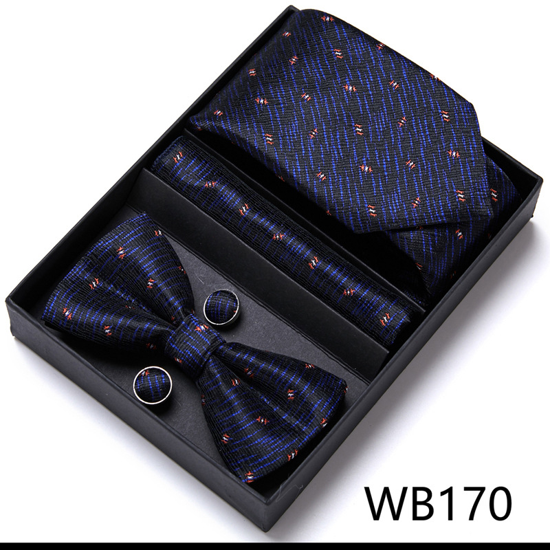Picture of Men's tie bow tie set gift box 6 sets group tie business formal wedding tie manufacturers wholesale