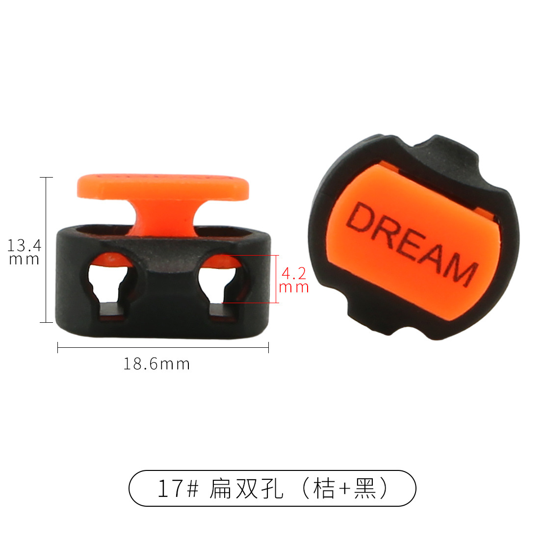 Picture of Manufacturer Plastic Adjustable Elastic Belt Spring Buckle with Rope Pig Nose Buckle Single and Double Holes Round Black Transparent Drawstring Buckle