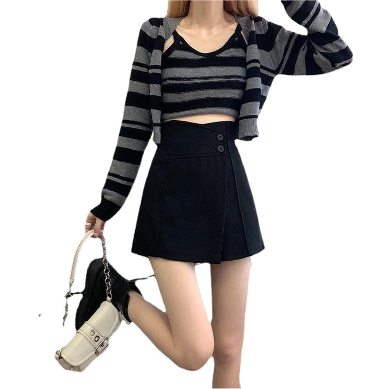 Spring and Autumn New Suit Base Short Pants Skirt Women's Ins Style All-match Loose Casual Skirt Slimming Irregular Wide-leg Pants