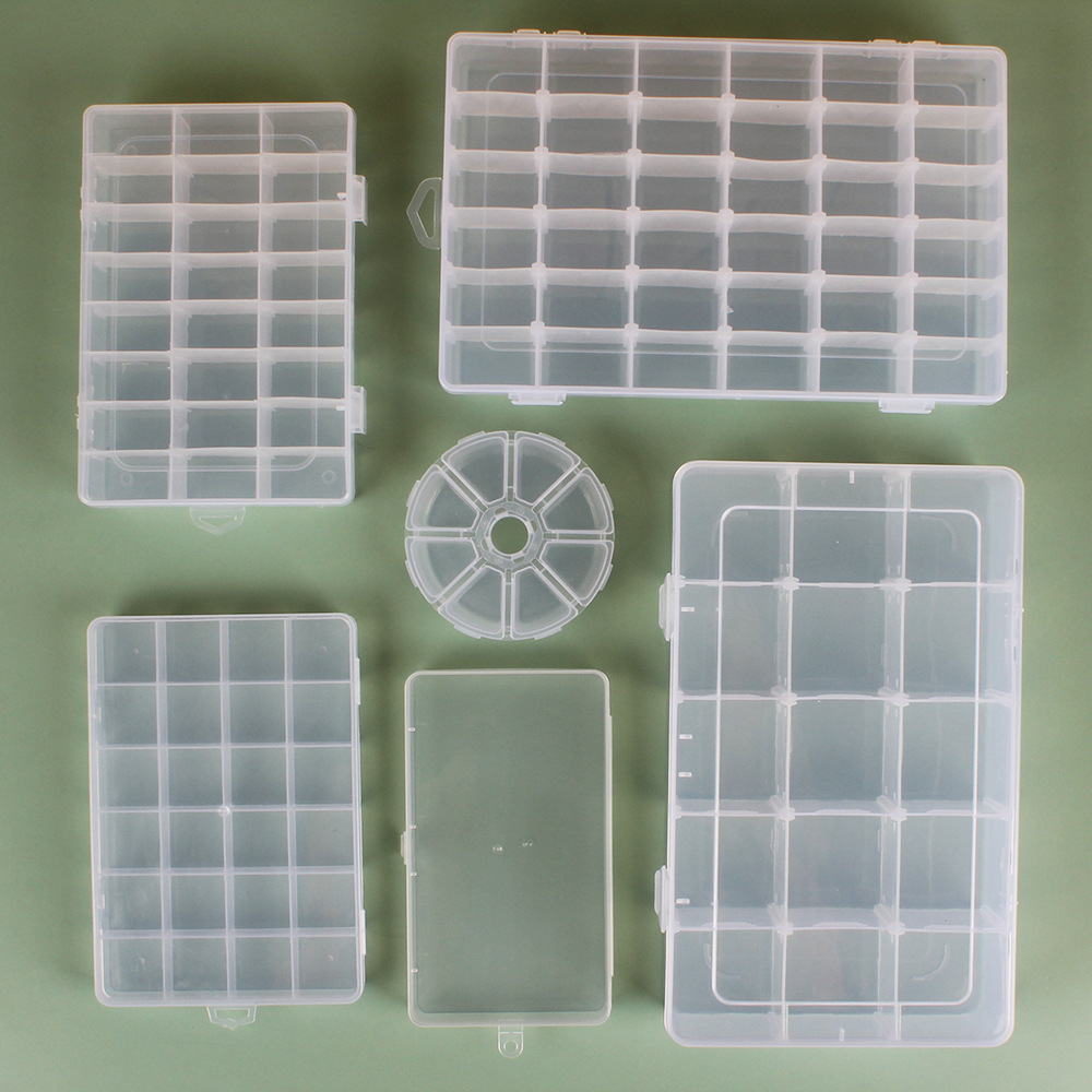 Picture of Transparent plastic 24-grid jewelry storage box electronic components accessories box classification Plaid jewelry box small parts box