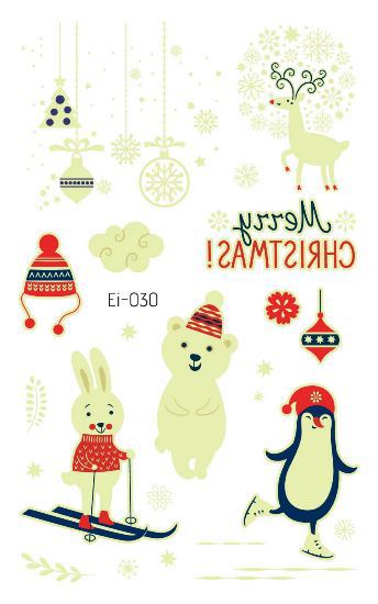 Picture of Cross-border Supply Waterproof Luminous Christmas tattoo Sticker Cartoon Snowman Party Children tattoo Sticker