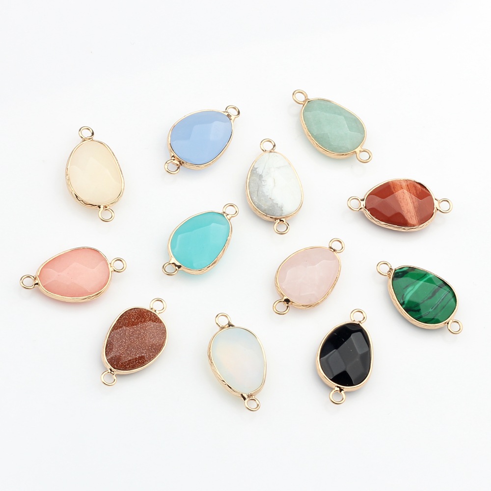 Picture of Cross-border hot selling new natural stone pendant copper wrapping cut-shaped double hanging pendant wholesale