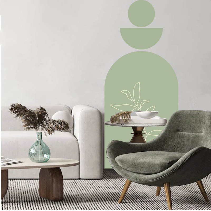Picture of Nordic boho Morandi Arch Wall Stickers Sofa Background Wall Decoration Abstract Geometric Line Stickers Wall Decoration pvc