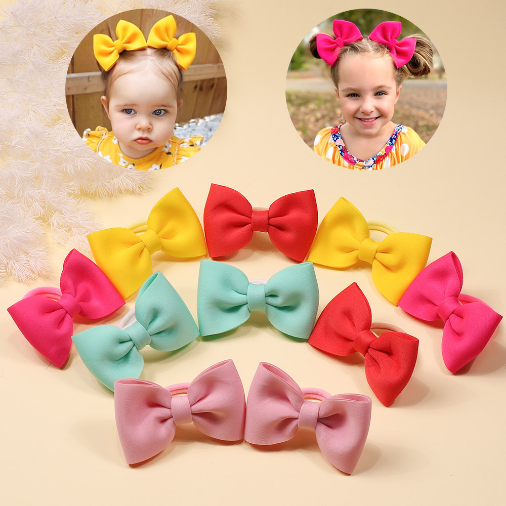 European and American new air layer bow hair rope children's space cotton hair ring baby girl dopamine hair accessories rubber band