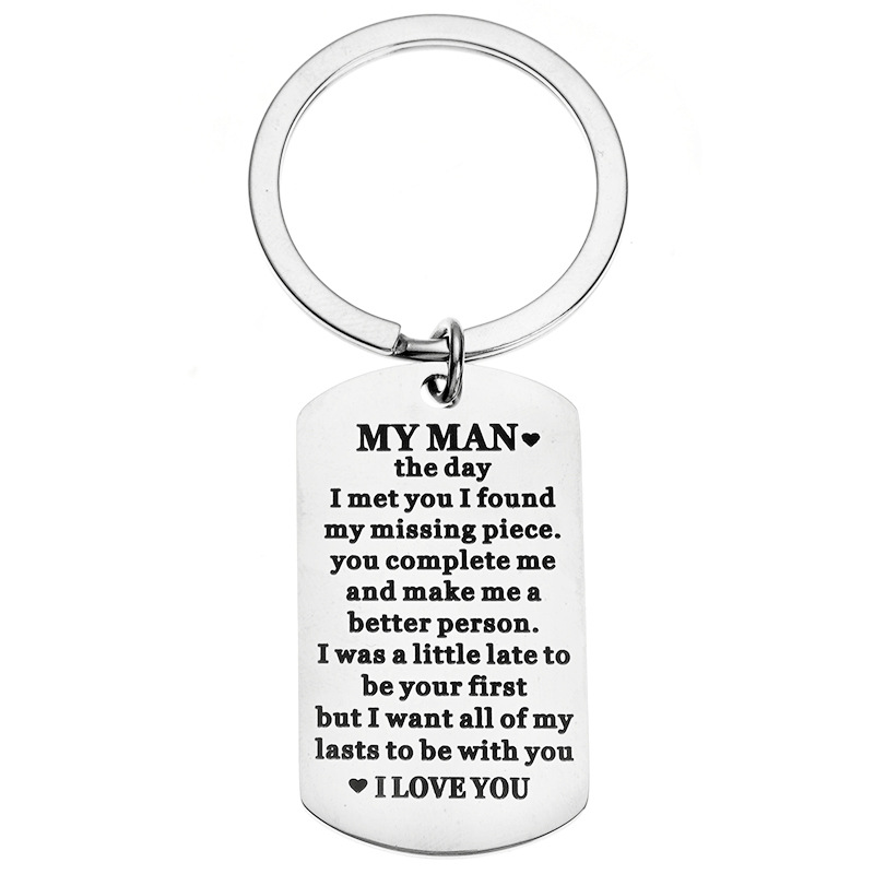Amazon New MY MAN Men's Holiday Gift Stainless Steel Keychain Pendant Thanksgiving Gift