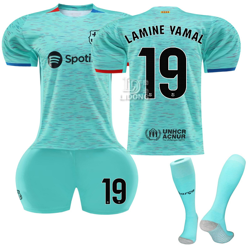 2324 Barcelona 2 Away Green 19 Yamal 9 Levan Football Suit 21 De Jong Jersey 6 Garvey for Cross-Border