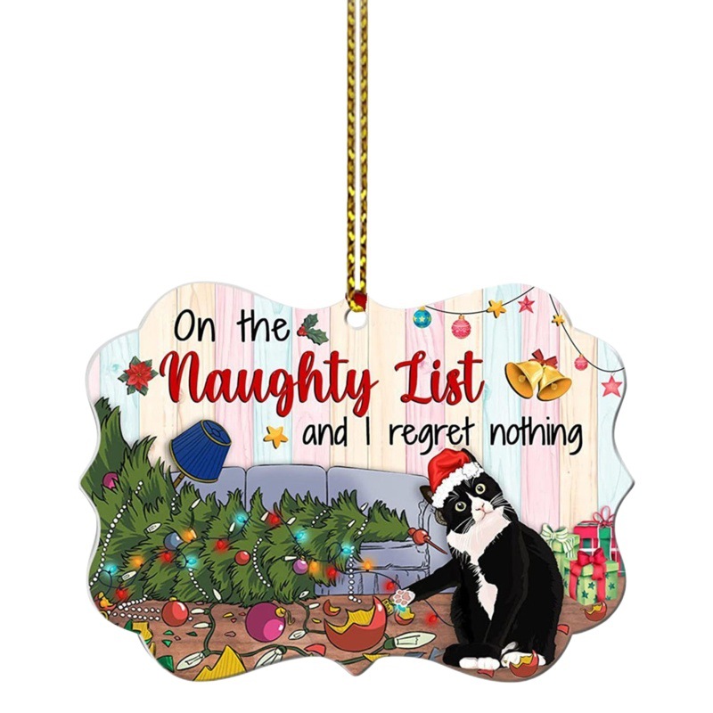 2023 new Christmas black cat pendant Christmas Tree party decoration acrylic pendant Christmas decorations pendant