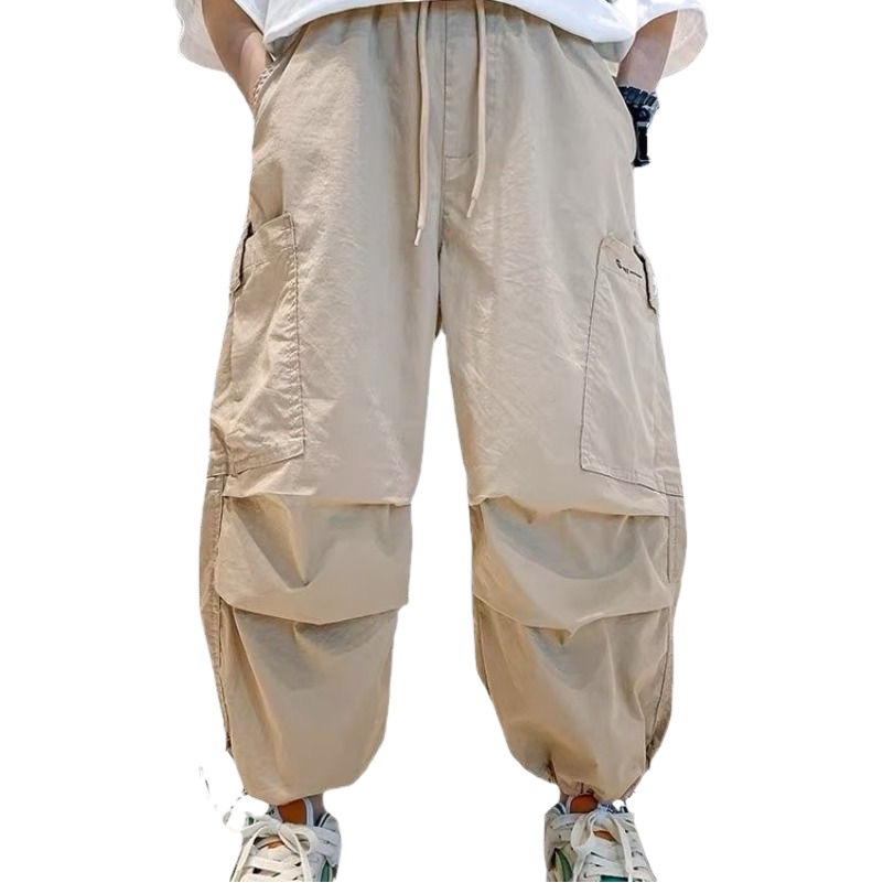 Handsome Boys' Thin Crock Pants Fashionable Brand Pocket Functional Pants Summer Leg-Bunch Casual Pants Big Boy Western Style Pants