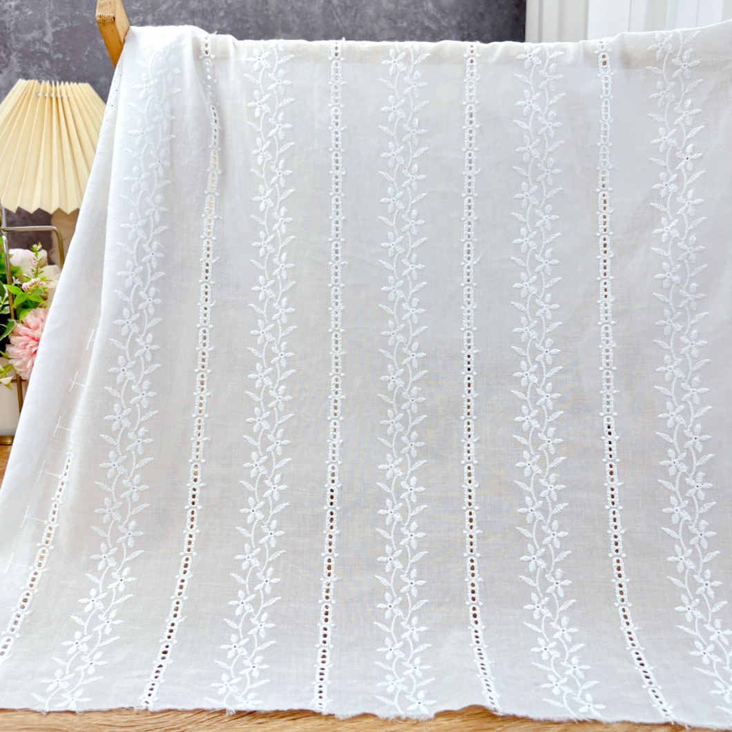 Cotton lace openwork embroidered fabric dress ins clothing cotton punched cotton embroidered lace fabric