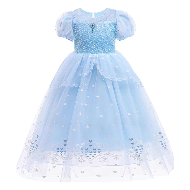 Girls 3-10 Years Old Princess Aisha Dress Summer New Frozen Stylish dress Little Girl Puff Dress