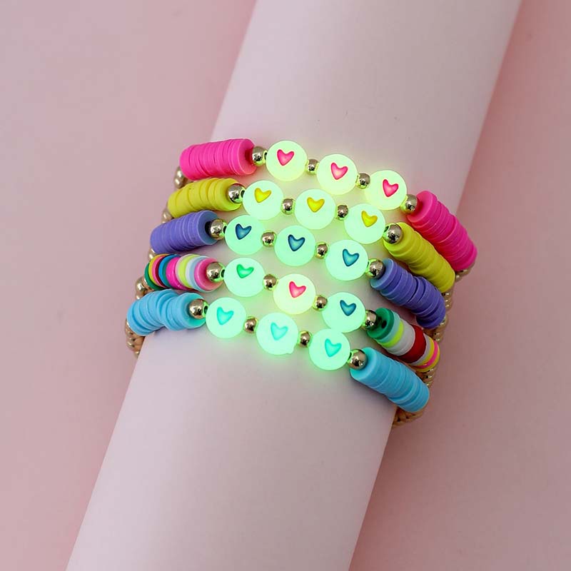 Luminous Love Round Bead Bracelet suit Soft Pottery Bracelet in stock BFF Butterfly Flower Bracelet Cross-border Exclusive for Yiwu
