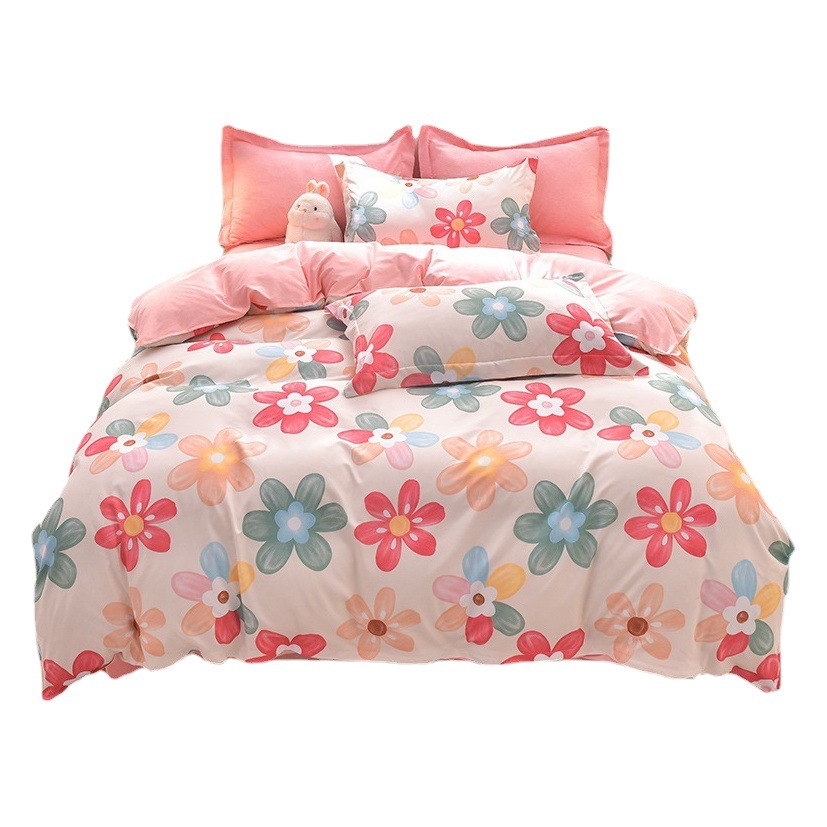 Plant cashmere sanding four-piece set single double school dormitory bedding will sell activities gift wholesale