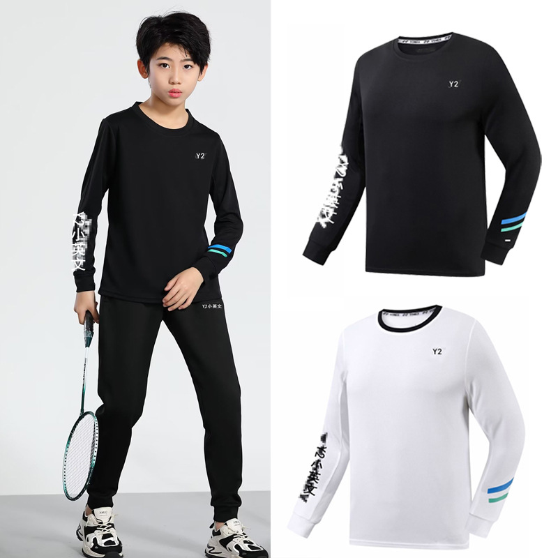 New long-sleeved badminton clothing men's autumn and winter sports T-shirt women's Jersey children's training sweater suit