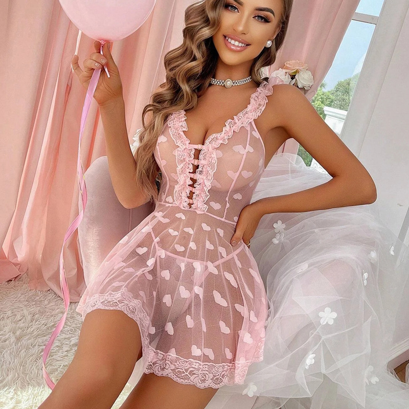 European and American Explosions Perspective Women's Sexy Underwear Amazon New Sexy Underwear Set Large Size Sling Women's Nightdress