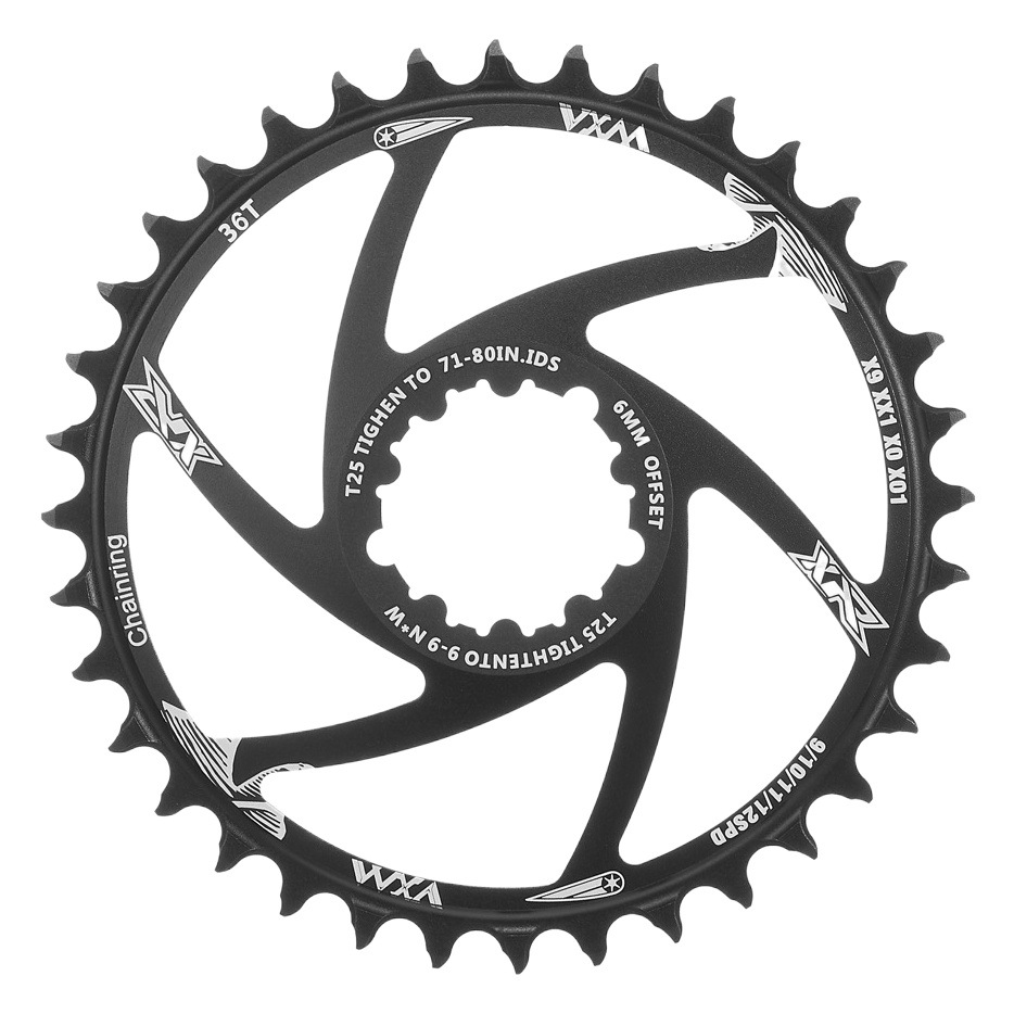 Mountain bike positive and negative teeth single-speed gear plate GXP direct-mounted sprocket 6mm offset 30T32T34T36T38T40T