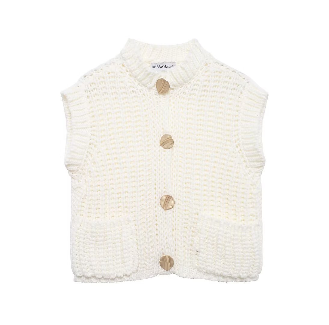 Picture of ZA cross-border women's clothing wholesale European and American style fashion trend single-breasted sleeveless thick needle knitted vest 5802114