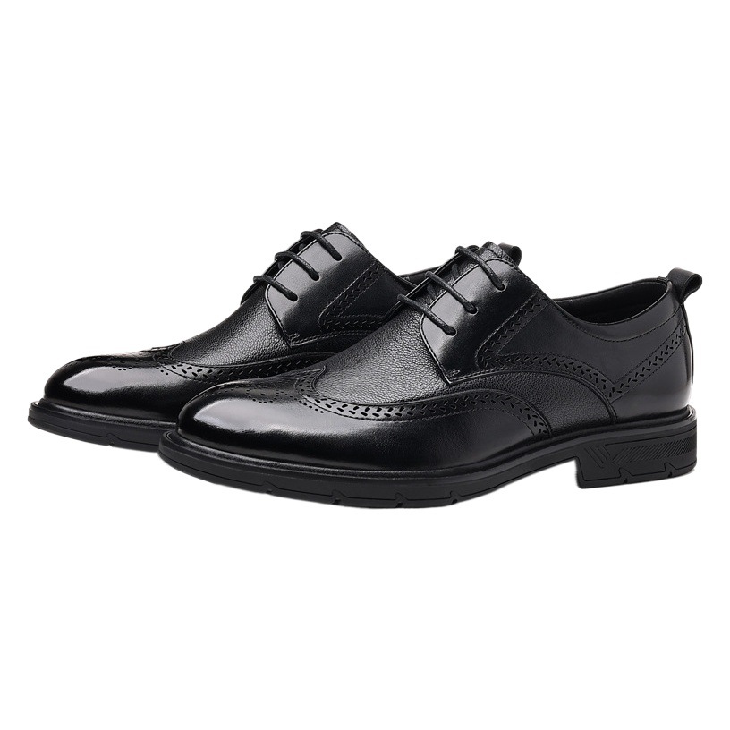 Spring Men's Business Dress Leather Shoes Genuine Leather Men's British Casual Shoes Brooke Carved Men's Shoes Hollow Sandals