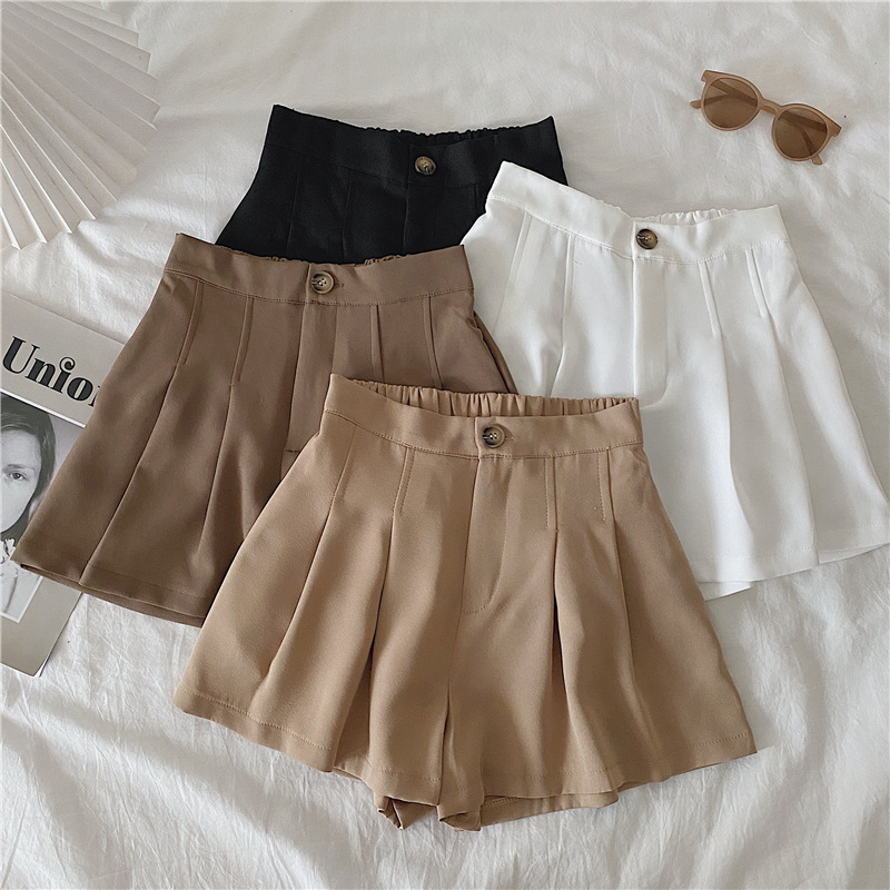 White Casual Suit Shorts for Women 2024 New Summer Thin Small High-Waist Slim A-Line Wide-Leg Hot Pants