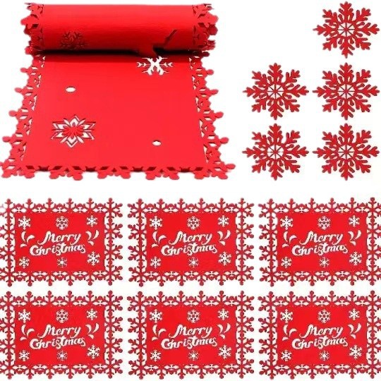 Picture of Cross-border supply felt meal coasters Christmas table decorations creative hollow non-slip thermal insulation felt table mat