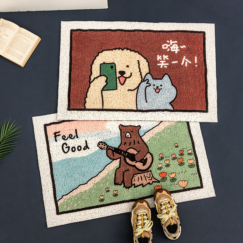 Household cartoon cute door wire ring floor mat stain-resistant wear-resistant floor mat non-slip entrance floor mat Tianjin carpet