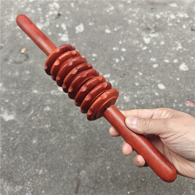 Rosewood Large Eight-Wheel Roller Back and Abdominal Wheel Wooden Relaxation Roller Fitness Meridian Slimming Leg and Neck Massage Stick