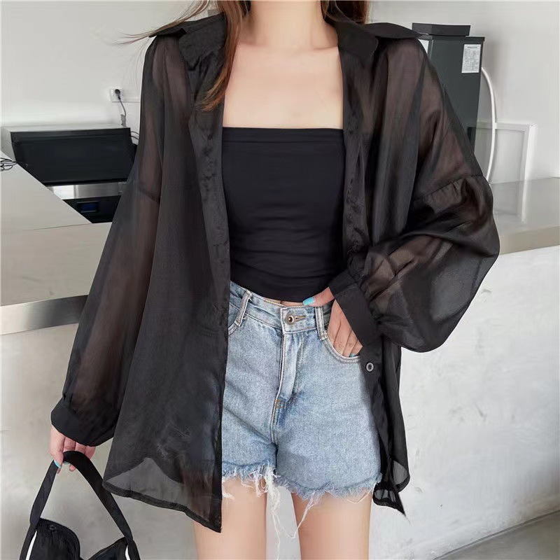 Picture of Korean Chic Elegant Long-Sleeved Thin Sun Protection Shirt for Women Summer New Shirt Jacket Pure Color Top Export