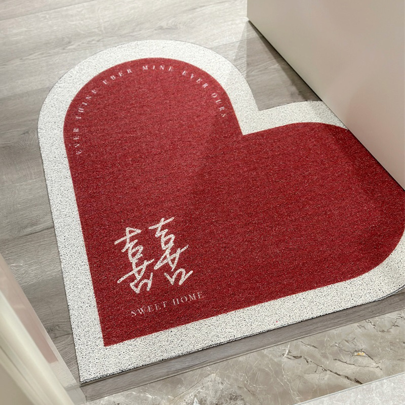 Wedding red carpet love home Silk ring floor mat mud scraping floor mat entrance floor mat wedding carpet