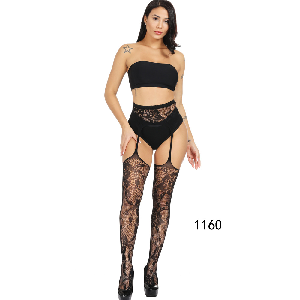 Picture of European and American Original Single Jacquard Garter Fishnet Stockings Sexy Pantyhose Sexy Stockings Summer Anti-Falling Fishnet Stockings Temptation