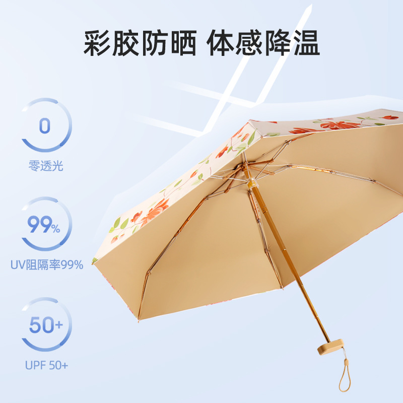 Picture of 14CM 60% Fold Mini Pocket Sun Umbrella Sunscreen Umbrella Women's Sunny and Rainy Umbrella Small Portable Custom