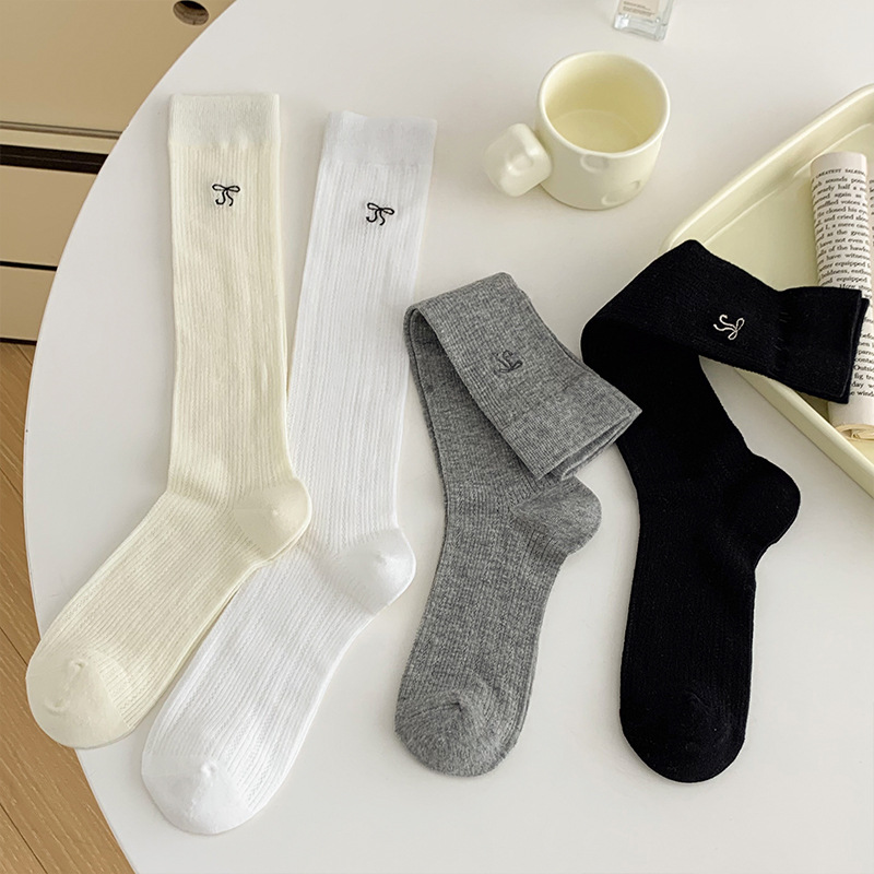 Suxinaimin Stacked Socks for Women, Spring and Autumn, Thin Mesh, Japanese Style, Hollow-Out, Ins-Style Ballet Shoe Long Socks, Calf Socks