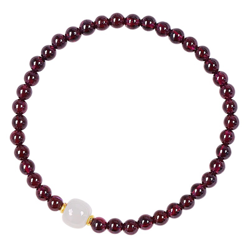 Natural Purple Tooth Black Garnet Bracelet Women's Simple Personality Hetian Jade Fine Jewelry for Girlfriend Gift Wholesale