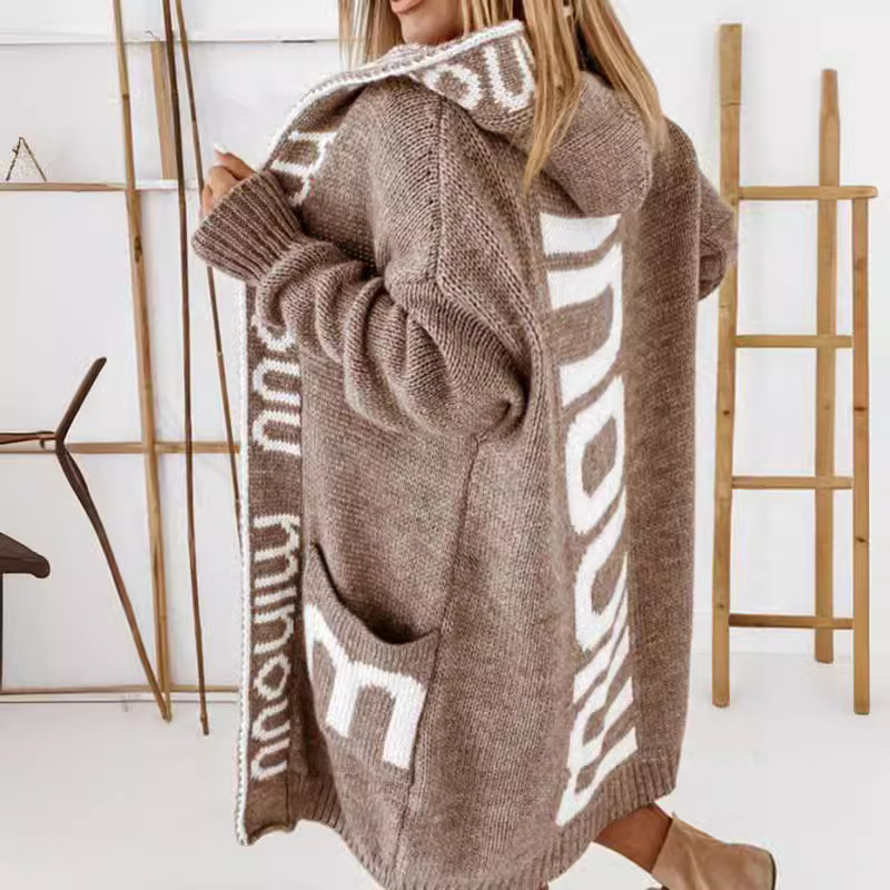 Europe and the United States foreign trade new women's Amazon letter sweater Europe and the United States long sweater women's cardigan