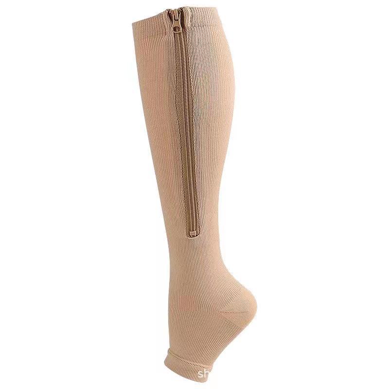 Picture of Cross-Border Elastic Zipper Socks, Open-Toe Sports Compression Socks, Compression Socks, Long Tube Sports Calf Socks