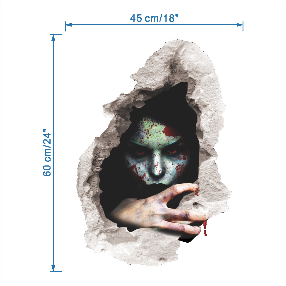Picture of Foreign trade horror wall stickers Halloween 3D wall stickers bedroom living room trick female ghost decorative painting wholesale