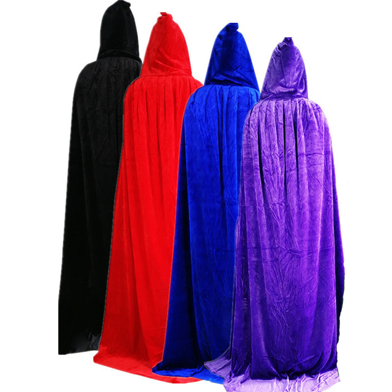 Halloween Costume Prom Dress Up Kids Adult Cloak Black Velvet Cloak Vampire Death Cloak