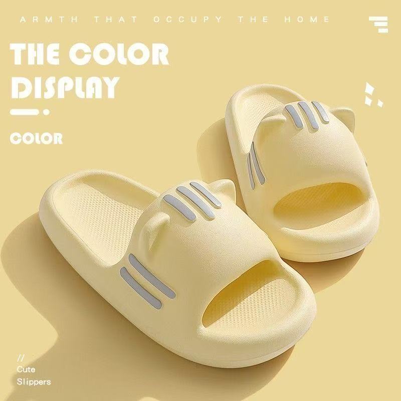 Knock ~ Cute Cat Slippers for Women to Wear Outside in Summer, Thick-Soled Indoor Home Bathing Non-Slip Pvc All-In-One Slippers