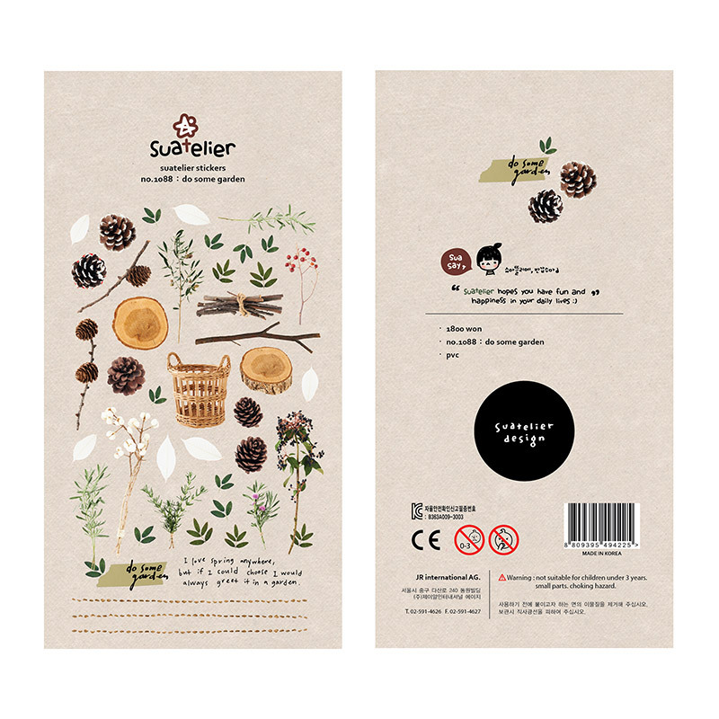 Cross-border South Korea suatelier pine cone 1088 autumn garden forest creative waterproof PVC decorative hand account sticker