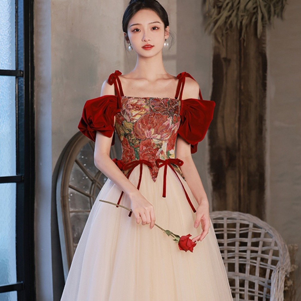 Picture of French Mesh Splicing, Stunning Elegant Evening Dress, Accessible Luxury, Classy French Engagement, Birthday Art Test Dress, Can Be Worn at Ordinary Times