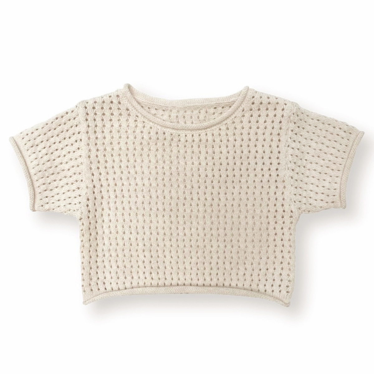 Picture of Baby Summer Hollow Breathable Curled Knit Sweater Short-sleeved Top Trousers suit Baby Cotton Sweater