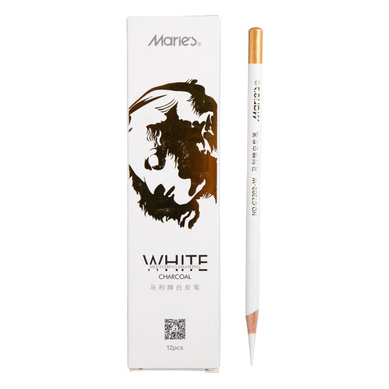 Marley White Charcoal Art Student White High-Gloss Sketch Pencil Set Student Painting Soft Charcoal Sketch