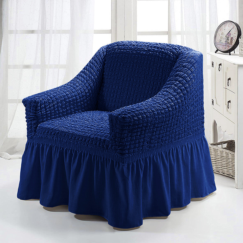 Picture of American Single Sofa Cover All-Inclusive Pure Color Stretch Fabric Sofa Cover Lace Decoration Simple Modern Universal for All Seasons
