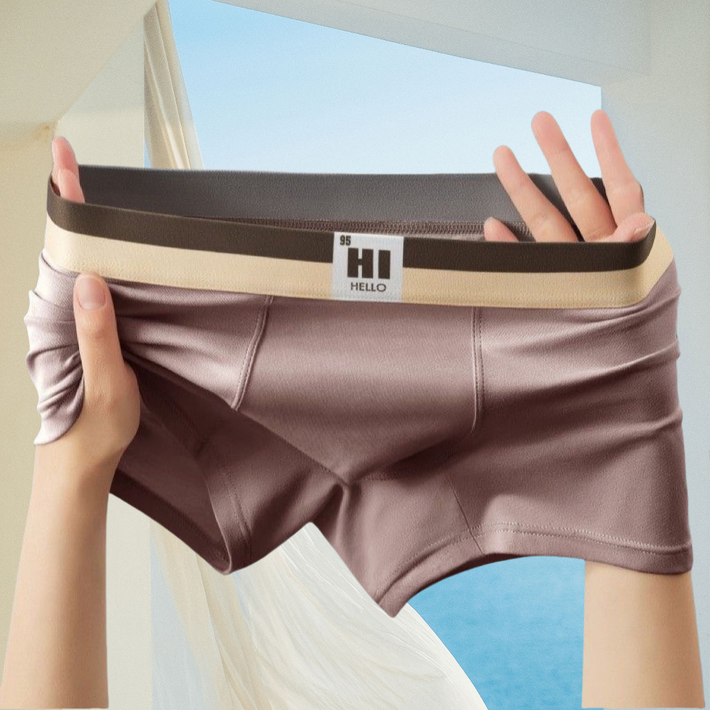 Picture of Solid Color High-Grade Men's Underwear Comfortable Breathable Boxer Underwear Soft Skin Friendly Boxer Underwear Mid-Waist Youth Shorts