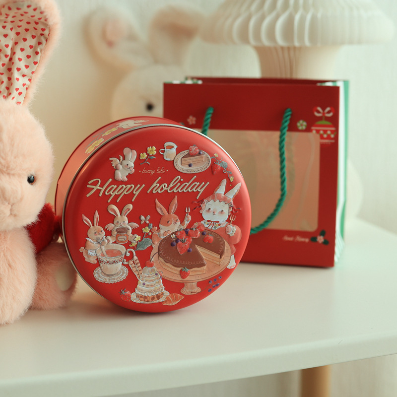 Picture of Factory direct ins marble medium cookies candy round tinplate box packaging box candy box