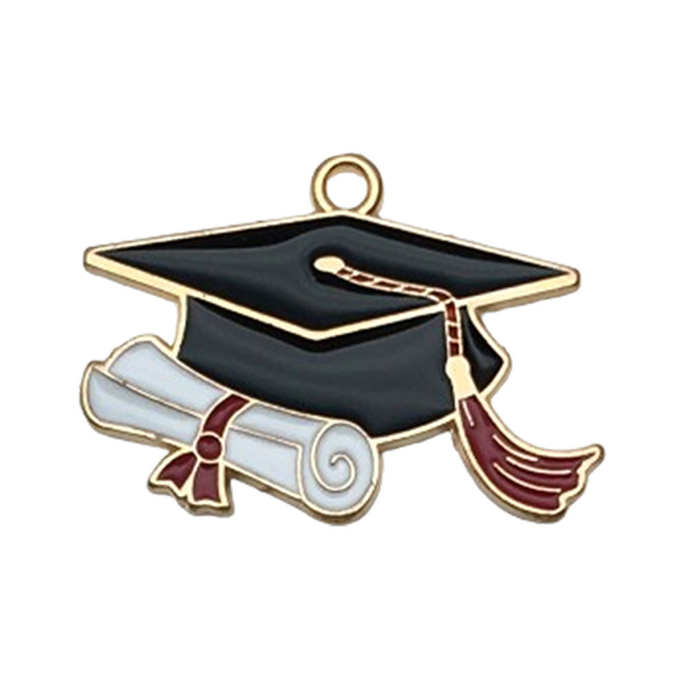 Picture of Cross-border DIY accessories alloy oil drop graduation season examination bachelor cap schoolbag size pen key chain pendant pendant