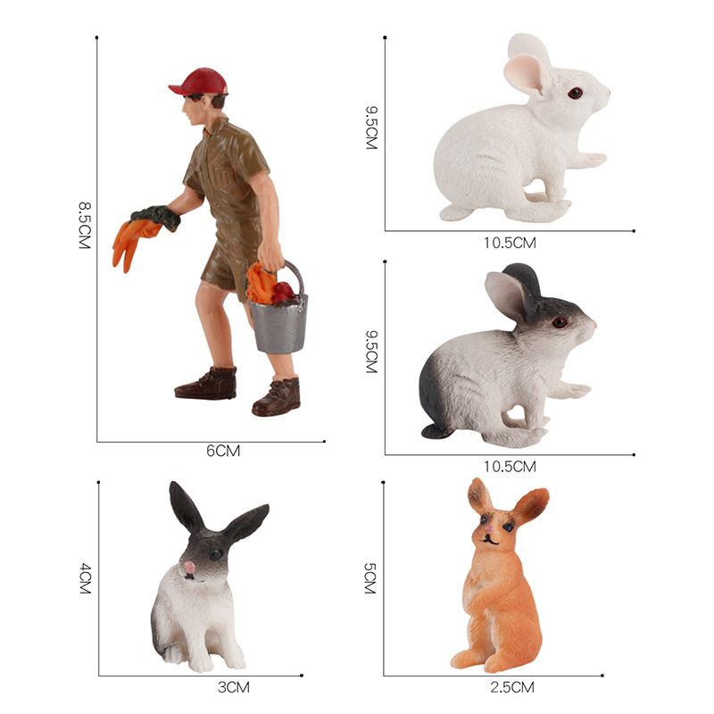 Picture of Farm livestock scene big rabbit simulation squat standing posture rabbit breeder micro landscape miniature model ornaments