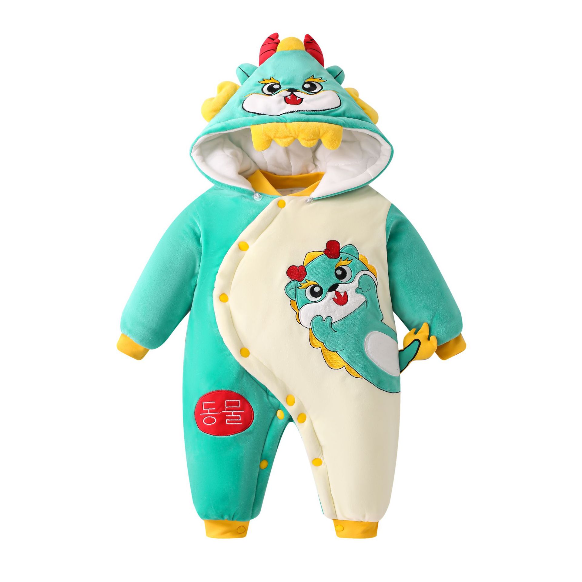 Picture of Baby Jumpsuit quilted super cute romper newborn cute cartoon clothes hooded baby romper