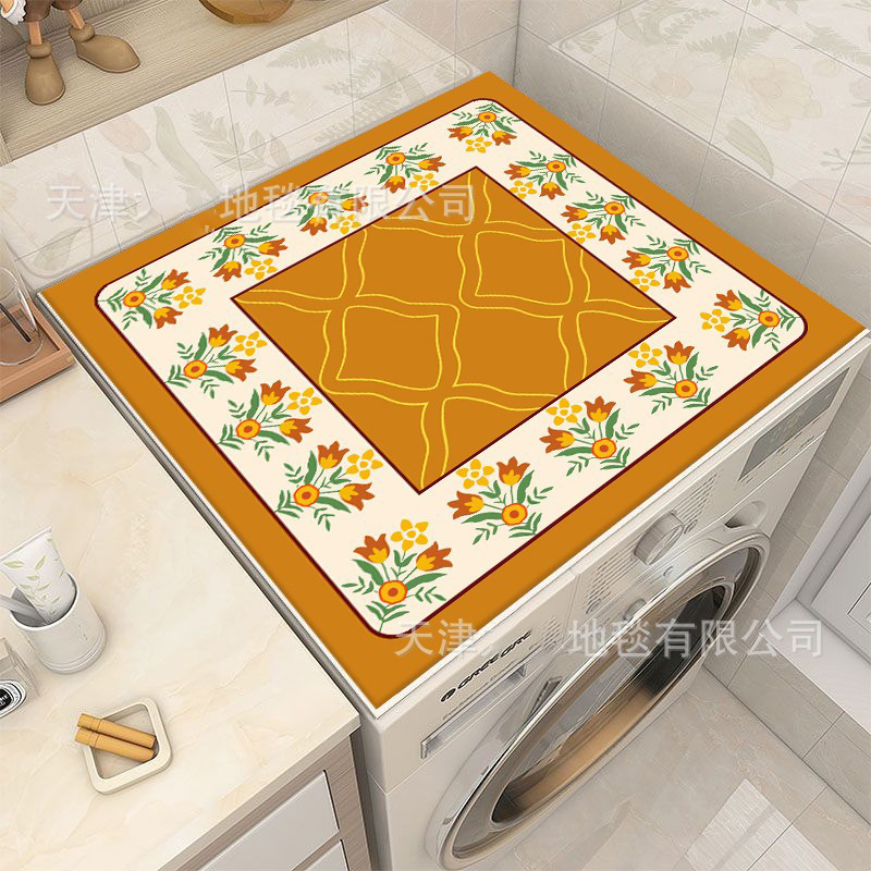 Picture of Drum washing machine cover pad flower diatom mud absorbent draining pad American pastoral style refrigerator microwave oven dust pad